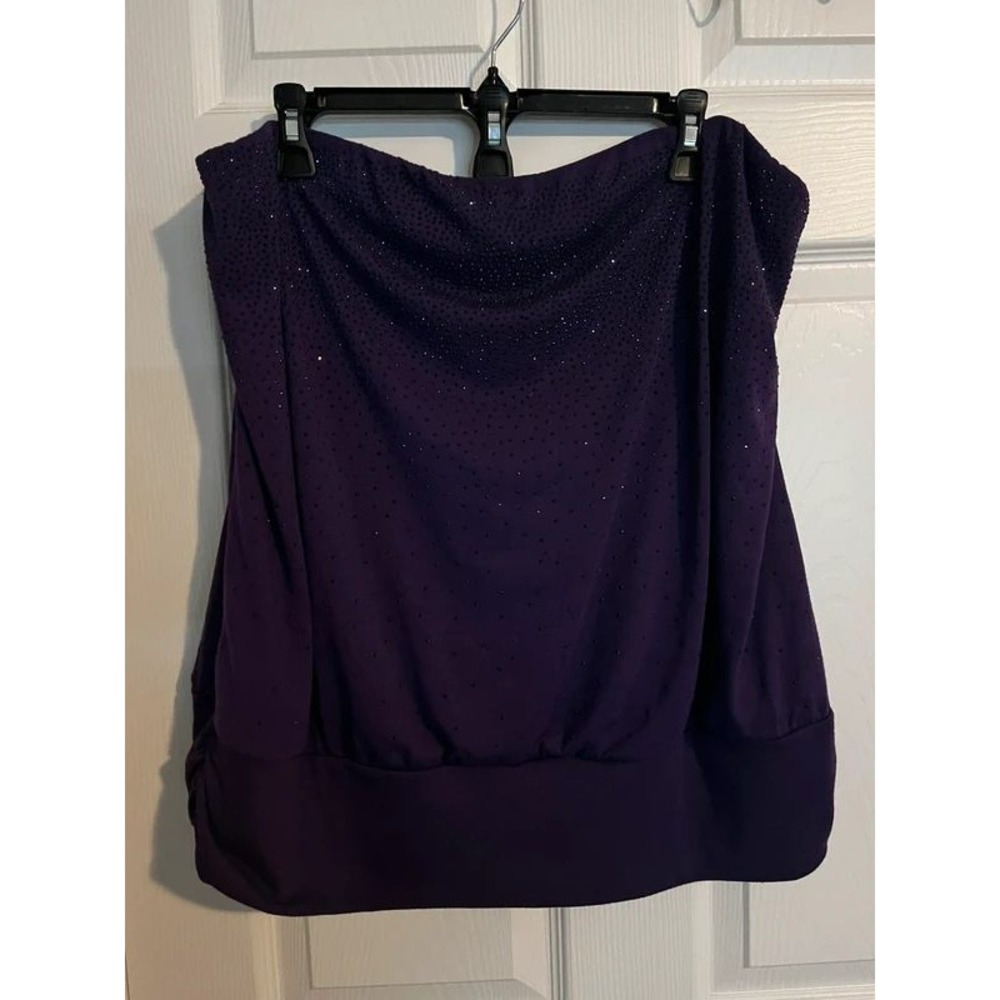 Lane Bryant Deep Plum Purple Rhinestone Blousom Shape Top